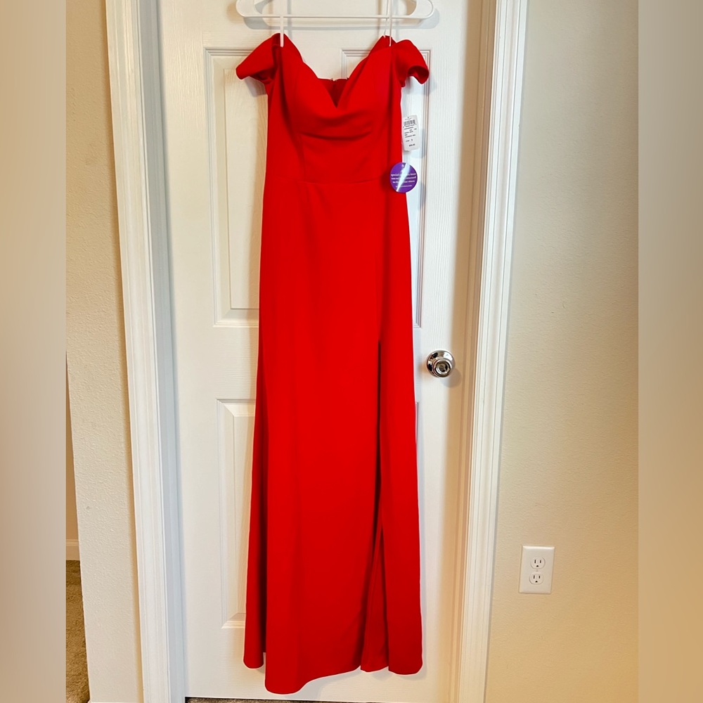 Windsor Red Formal High Slit Dress